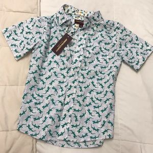 SOLD! S Kids Boy or Girl LIZARD 🦎 Tee Shirt Button Up with Collar BRAND NEW BTQ